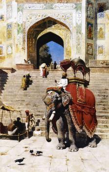 埃德溫 羅德 威尅斯 Royal Elephant at the Gateway to the Jami Masjid Mathura